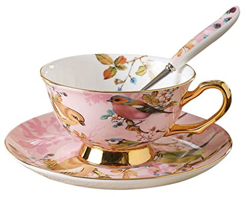 ZOGBX Set di Tazze da tè in Ceramica uniche per,Tazza da caffè in Ceramica con Finitura Oro,Piattino per Tazza da caffè in Ceramica da per Il tè pomeridiano,Regalo Dolce for Mamma,Donne,Famiglia
