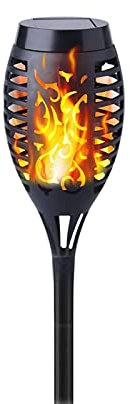 Qedertek Lampade Solari da Giardino - 12 LED Solare Torcia Luce con Effetto Fiamma, Luci Solare Esterno impermeabile IP65 Decorazione per Giardino, Cortile, Vialetto, Prato, Patio, Corridoio