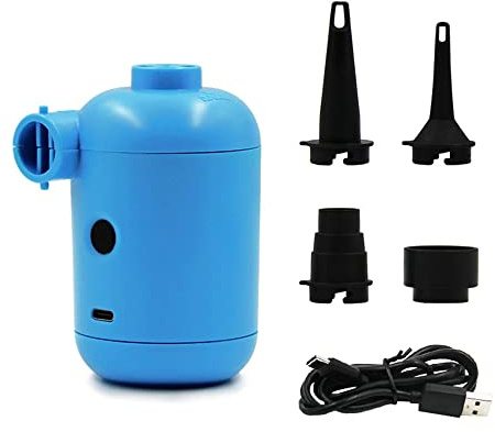 Namvo Elektrische Luftpumpe, Tragbare USB Mini Elektrische Luftpumpen Camping Schnelles Aufblasen und Entlüften mit 4 Aufblasdüsen für Matratze, Pool, Au?enpool, Schlauchboot