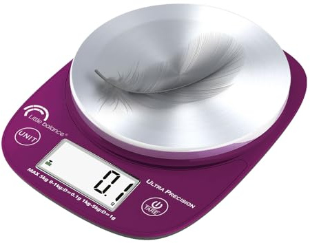 LITTLE BALANCE 8465 Pro Inox 5.1 USB-C Ultra Präzision, Waage, ohne Batterie, Briefwaage, USB-C-Aufladung, reparierbar, Ultra Präzision 0,1 g, Pflaume