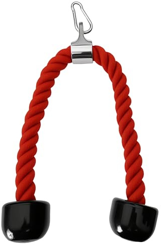 qibylift Tricep Rope Cable Attachments Cable Machine Accessories for Home Gym, 27 Inch Tricep Rope For Pulley System Attachment, LAT Pull Down, Cable Machine Attachments, Weight Fitness (Red)