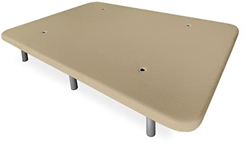 Somnia Descanso - Base Tapizada 3D Reforzada, Gran Estabilidad con 5 Barras Transversales y 6 Patas metálicas roscadas de 25cm, 135x190, Beige
