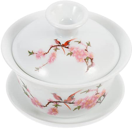 Veemoon Traditionelles Chinesisches Gaiwan Teetassen-Set Aus Keramik Mit Deckel Und Untertasse Handgefertigt Für Zuhause Und Büro Geeignet Für Jasmin Grüntee Stilvolles Tee-Service