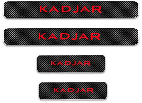 EAGLEG 4 Piezas Pegatina para Umbral de Coche para REN-Ault KADJAR, Película Protectora Estribos Fibra Carbono Autoadhesivo Puerta Guardias del Borde Decoración Accesorios,Red