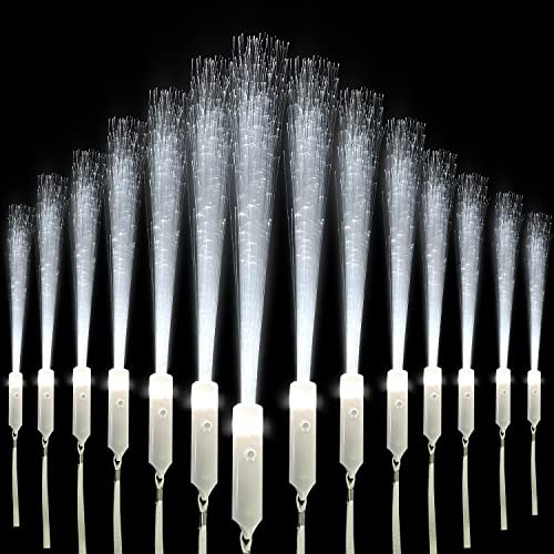 SZHFU Bastoncini luminosi per feste per bambini, bacchette bianche in fibra ottica a LED, per matrimoni, 3 modalità di luce, per addio al nubilato, bacchetta luminosa in fibra ottica (15 pezzi)