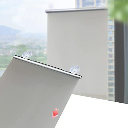 KOOEIN Verdunkelungsvorhänge mit Saugnäpfen Rollo ohne Bohren, 75% uv-Schutz, Temporäre Jalousien Thermo Gardinen für Dachfenster, Rollo Fenster Sonnenschutz,Grey-58x125cm/23x49in