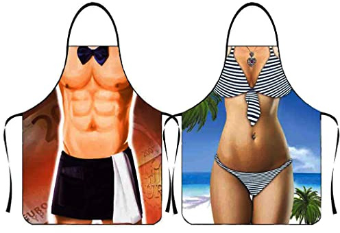 Anzhee Sexy Männer Schürze kreative Kochschürze Küchenschürze Grillschürze Lustige Motiv Schürze für Herren Damen Party Kostüm Lustige Schürze für Freund Neues lustiges Latzschürze Geschenk