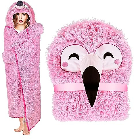MZIEIU Flamingo Geschenk für Frauen-Sherpa Fleece Kuscheldecke mit ärmeln,Flamingo Decke mit Ärmeln Tragbare Decke zum Anziehen als Weihnachten Geburtstagsgeschenk für Frauen Damen