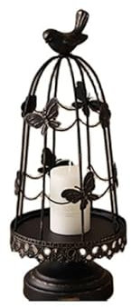 GRFIT Deko Kerzenständer Retro Kerzenhalter Hochzeit Hotel Atmosphäre Dekoration Schmiedeeisen Vogelkäfig Kerzenhalter Aroma Kandelaber Kerzenleuchter (Color : Schwarz)