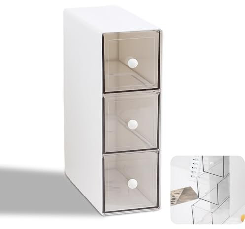 HOMURY Scatola da Tè Con 3 Cassetti: Contenitore in Plastica per Bustine, Organizer da Cucina per Tè, Cialde di Caffè, Zucchero (Trasparente, 23 x 17 x 8 cm)