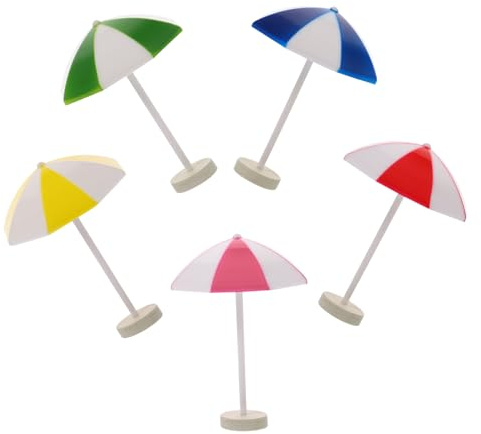 BESTonZON 5pcs Miniature Umbrella Accessories for Dollhouse DIY Decor Hawaiian Party Beach Miniatures Plastic Micro Landscape Adornment for Aquarium Office Sand Table