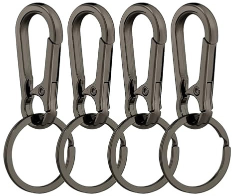 4 Stück Karabiner Schlüsselanhänger Metall, Karabinerhaken Schlüsselanhänger,Schlüsselring mit Karabiner, Schlüsselring mit Karabiner für Aufhängen im Rucksack, Autoschlüssel