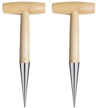 Gartenwerkzeug, handgehaltenes Samen-Pflanzgefäß, leicht zu greifen, aus Holz, T-Griff, Gartenwerkzeug für Tulpen, Narzissen, Krokus, 2 Stück