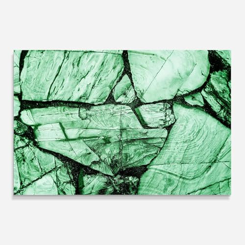 ARTHUB® Quadro in vetro 60x80 cm, 5mm temperato | Quadri moderni in vetro per soggiorno e camera da letto, decorazione da parete, arredamento d'interni, Astratti, Green Wood Contour
