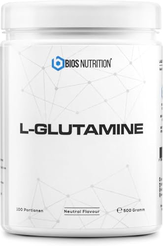 L-Glutamin Pulver 500gr – reines L-Glutamin – geschmacksneutral – vegan, hochdosiert, ohne Zusätze – BIOS Nutrition (Made in Germany)