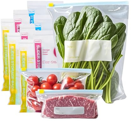 80P BPA-Free Ziplock Bags with Expandable Bottom,Reusable 3 Size Zip Lock Freezer Bags for Sandwich Fruits Food Storage,Leakproof Ziplock Bag Small,Medium,Large Heavy Duty Food Bag for Meat Candy