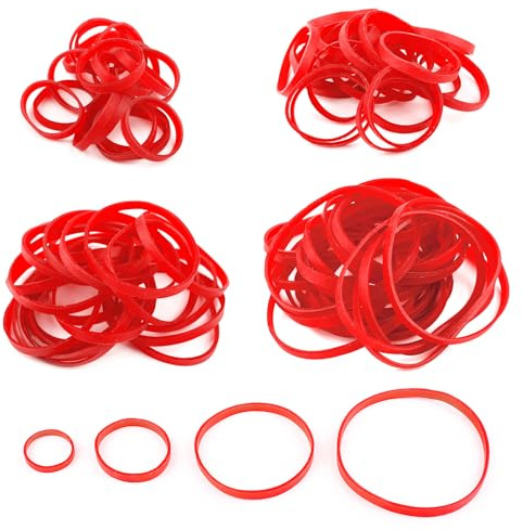 Elastic Bands Heavy Duty 80Pcs Thick rubber bands Natural Strong Money Elastic Bands Wide Rubber Band Stationary Stretchable Bands for Home School Office Workshop Accessories,Red（25/38/50/60 * 5mm）