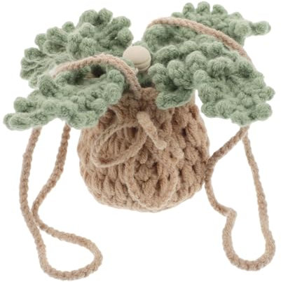 TOPPERFUN 2pcs Crochet Hanging Plant Car Mirror Decoration Fake Flower Ornament Knitted Rearview Interior Accessories