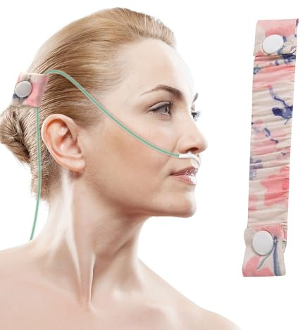 Nasenschlauch Harness Ohrenschutz, Sauerstoffschlauch Ohrenschutz, Nasenschlauch Kopfband Harness, Sicherer Sitz, Verhinderte Ohrenschmerzen earbud protector (Rosa)