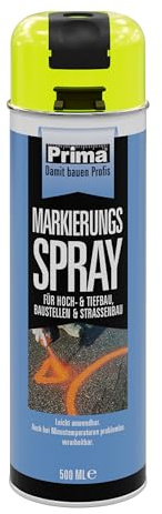 Generisch Prima Markierungsspray 500ml – Fluoreszierende Baumarkierfarbe für Tiefbau, Bau & Handwerk – Haftet auf Asphalt, Beton, Erde – Leuchtstark & wetterfest (1, Neongelb)