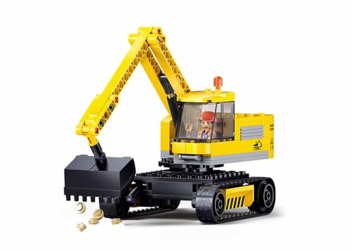 Sluban Town Bauklotz-Set, Baufahrzeug Bagger M38-B1196, 152 Teile, Spielzeug für Kinder 6-12 Jahre, Gelb und Schwarz