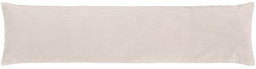 Seitenschläferkissen mit Bezug 145 x 40 cm Cord Beige / Creme - Öko-Tex Zertifiziert - 40°C waschbar, perfekt als langes Lagerungs-Kissen u. Schlafkissen oder Schwangerschaftskissen / Stillkissen
