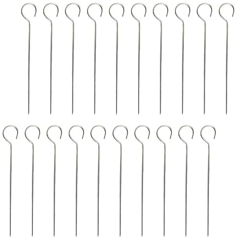 Hemobllo Brochetas Diseño Grueso y Puntiagudo de Acero Inoxidable 20 Reutilizables para Barbacoa Ideales para Carne y Cocina en Exteriores