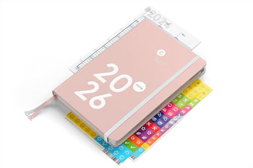 weekview compact note – der clevere Wochenplaner! Personal Organizer mit großem Notizteil A6+ Leseband, Sticker, Tafelkalender, Einstecktasche, Gummiband (Classic, rose 2026)