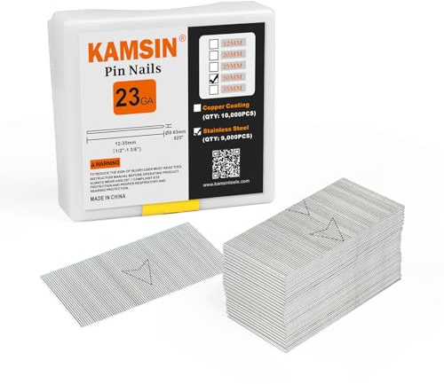KAMISIN P630SS 23GA Clous 30mm 9000 pces inox pour boiseries & armoires | 0,63mm, 304 inox anti-corrosion, comp. 23GA, robustes, précis, sans blocage, fiables, durables, pour menuiserie & décoration