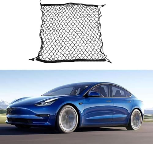 RQLCS Car Boot Cargo Net for Tesla Model 3 Y 2017-2023, Boot Nets Storage Nylon Net Elastic Mesh Organizer Net Adjustable Elastic Load Securing Net