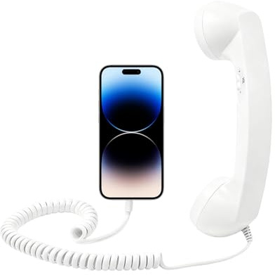 Retro Phone Handset – Type C Headset, Comfortable Grip, Microphone Noise Cancelling | Vintage Style Mobile Adapter For Office Desk Home Bedside Bathroom Living Room School Hospital Daily Use