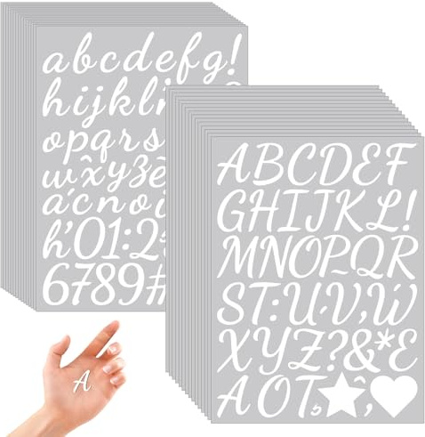 MUWINC 1 Zoll Selbstklebende Buchstaben Aufkleber Groß Handmade Set | 1590 Stück Klebebuchstaben Weiß Zahlen & Symbole für Scrapbook, Grußkarten Usw. (Handschrift-Stil)