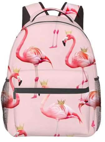 Linda Corona De Flamenco Rosa Mochila Ligera Mochila Escolar Antirrobo Mochilas Deportivas Para Colegio Vuelta Al Cole Hombre 29X40Cm