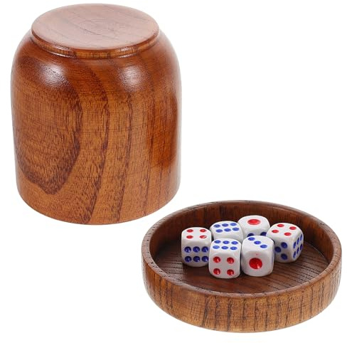 LALADEFIEE Juego de Bar Vasos Apilables y Dados de Madera, Accesorio para Ktv y Reuniones Sociales de Adultos