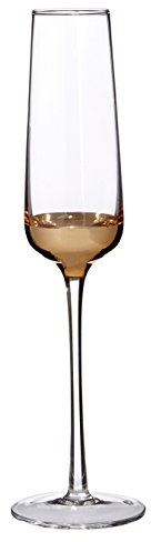 Premier Housewares Horizon Champagne Glasses, Gold, 7 x 7 x 26 cm, Set of 4
