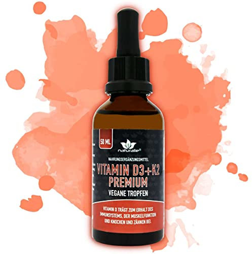 naturalie® - vegane Vitamin D3 und K2 Tropfen | bioverfügbare Markenrohstoffe vitashine® + K2VITAL® | 1500 Tropfen | 1000 IE D3 und 20 µg Vitamin K2 MK7 | schadstoffgeprüft