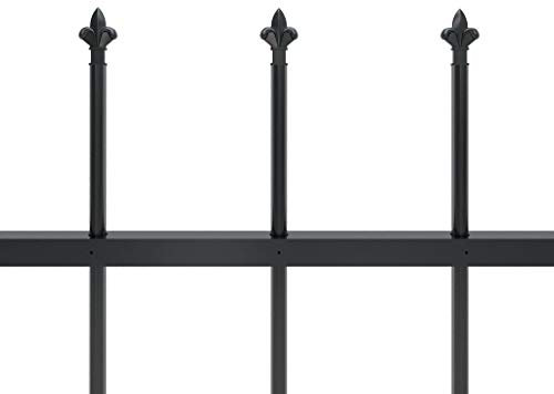 Tidyard Gartenzaun Metallzaun Mit dekorativen Speerspitzen-Maschendrahtzaun Komplettset Drahtzaun Gartenzaun komplett Gartenzäune Zaun Zäune Komplettzaun 150 cm hoch,Schwarz