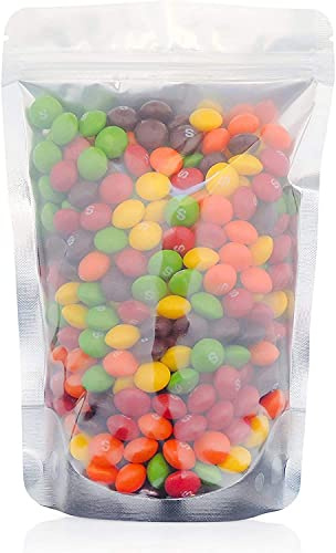 LZLPACKING 100 stycken återförslutningsbara Mylar-påsar med klar framfönster, luktsäker ätbar förpackning, stående påsar för matförvaring (12,7 x 20,3 cm)