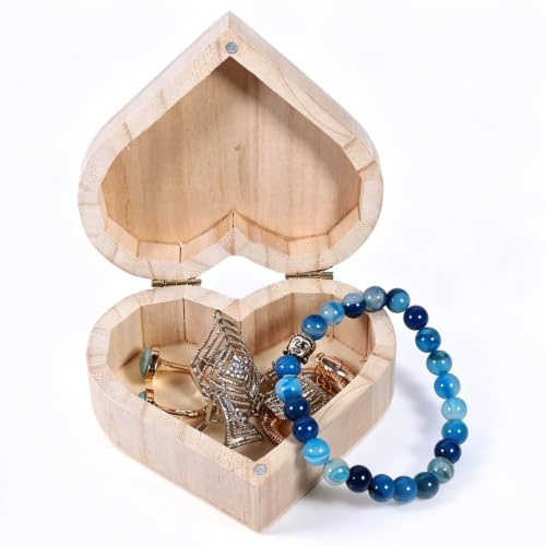 Herzförmiges Kästchen, Schmuckkästchen, Herzförmiges Holzkästchen, Portable Geschenk Verpackung Aufbewahrungsbox Geschenkschachtel, Herz-Holzkästchen-Schmuck-Organisationskästchen für Dekoration