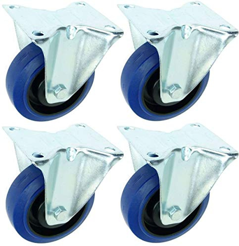 4 Stück 100 mm BLUE WHEELS Bockrollen Transportrollen Lenkrollen Schwerlastrollen 135 kg/Rad Blau - INDUSTRIEQALITÄT ECO (4 x Bock)