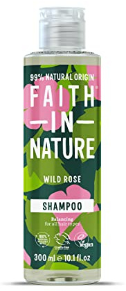 Faith In Nature 300ml Natural Wild Rose Shampoo, Restoring, Vegan & Cruelty Free, No SLS or Parabens, For Normal to Dry Hair