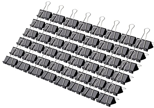 Binder Clips,Qimailer Medium Clips,48 Pcs,1.25 Inch,Black Metal Binder Clips and Paper Clips for Office, Home, School