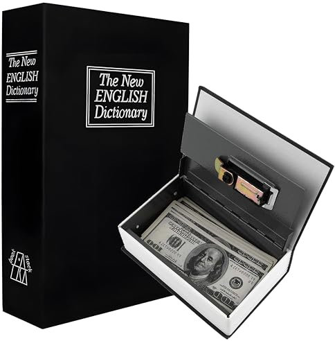 Retoo Buch-Safe, Sicher Buchsafe Tresor Büchersafe, Tresor für Zuhause für Schlüssel, Geld, Dokumente, Bargeld, Schmuck, Aufbewahrungsbox, Geheimversteck-Safe mit 2 Schlüsseln, Versteck, Schwarz