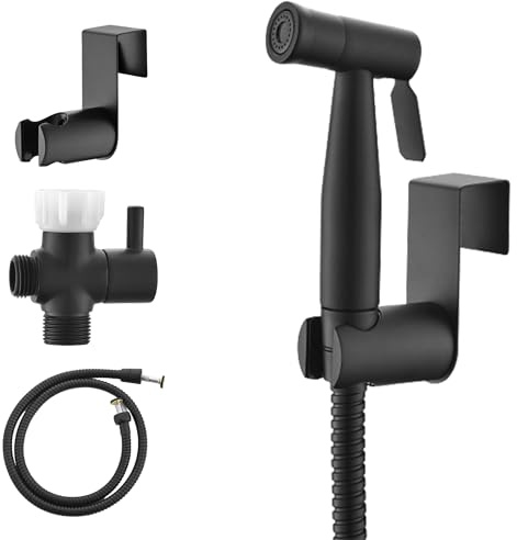 Purrfectzone Black Bidet Sprayer for Toilet, Handheld Shower Kit, Easy-to-Install Toilet Handheld Set, Hand Held Stainless Steel with Adjustable Flow, Cloth Diaper Sprayer Shattaf