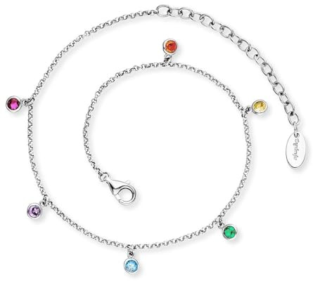 Engelsrufer Damen Fußkettchen Moonlight aus Sterling Silber mit Zirkonia - Karabinerverschluss - in der Länge verstellbar - nickelfrei