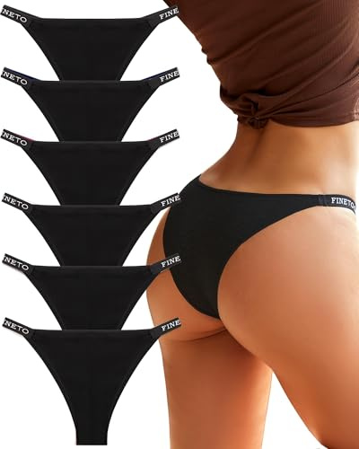 FINETOO 6er Pack Brazilian Slip Damen Baumwoll Unterwäsche Frauen Set Brasilien Slips Sport Hipster Sexy Panties Unterhose Mehrpack S-XL