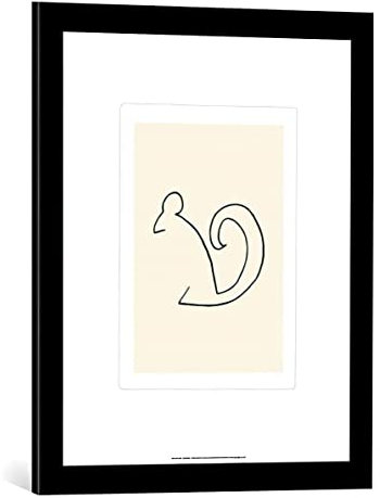 kunst für alle Bild mit Bilder-Rahmen: Pablo Picasso Das Eichhörnchen - dekorativer Kunstdruck, hochwertig gerahmt, 50x60 cm, Schwarz matt