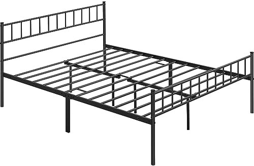 Yaheetech 5ft King Bed Frame Solid Metal Bed Frame Modern Style with Large Storage Space Black