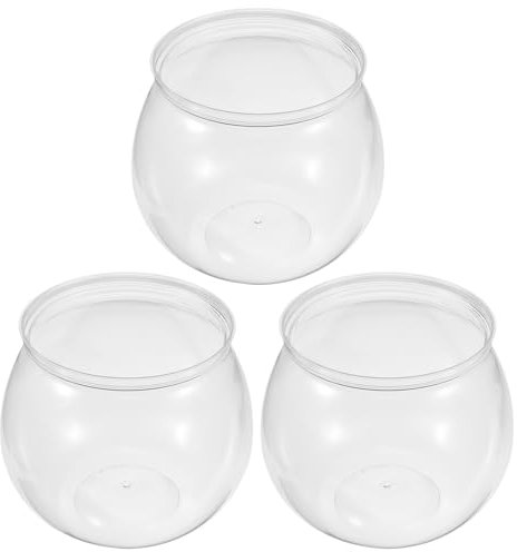 Ipetboom Goldfischglas 3 Stück Kunststoff Fischglas Transparentes Rundes Aquarium Fischschalen für Goldfische Und Schildkröten, Unzerbrechlich und Pflegeleicht, Perfekt für Wohnzimmer und Büro