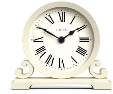 JONES CLOCKS® Saloon Kaminsims Uhr | Traditionelles doppelschneckendesign | Blasscreme | Römische ziffern | Klassischer Stil für Schreibtisch, Tisch, Regal oder nachttisch